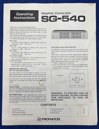 Pioneer 540 manuale - eq,
