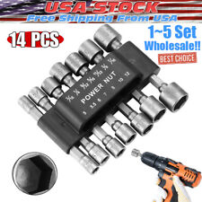 Set 14 pezzi punte dado di alimentazione cambio rapido MM & SAE impatto 1/4" gambo esagonale USA