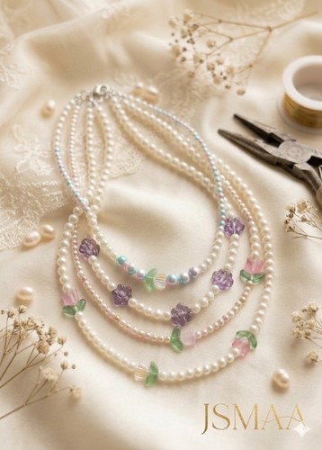 Lotto collane perle fatte - 3,