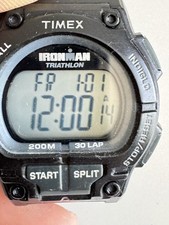 RARO Orologio Digitale Timex Ironman Triathlon Shock Uomo Indiglo 30 Giri Timer i1