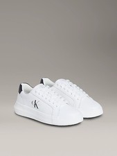 SCARPA Calvin Klein Jeans sneakers donna YW0YW0187201W PELLE White BLACK leather