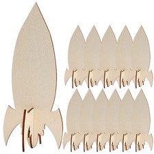  1 set di mini razzi in legno fai-da-te per dipingere e decorare oggetti