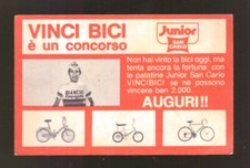 Tagliando Concorso Vinci Bici Patatine Junior San Carlo Gimondi Club Bianchi