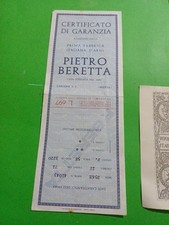 CERTIFICATO DI GARANZIA PER FUCILE BERETTA CALIBRO 12