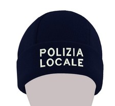 BERRETTO ZUCCOTTO  POLIZIA LOCALE IN PILE RICAMATO