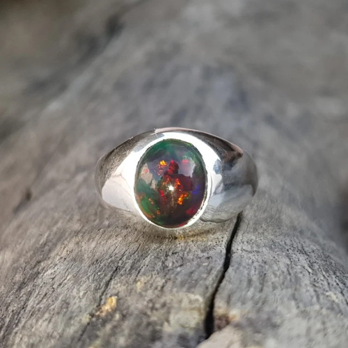 Anello opale nero - , fuoco