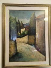 QUADRO OLIO SU CARTONE DI GIUSEPPE GAGLIARDI come un Rosai