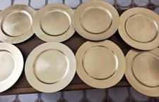 8 Vassoi/ Sottopiatti tondi Dorati 33 Cm Plastica 