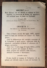 VALLEPIETRA 1886 REGIO DECRETO