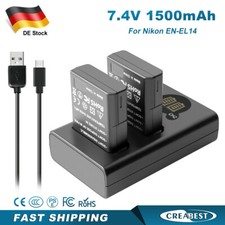 2 pezzi EN-EL14 EN-EL14a batteria e caricabatterie per Nikon D5600 D5500 D5300 D5200 D5100