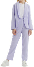 Completo Elegante Ragazza Daria in Lavanda, Blazer Moderno Senza Colletto
