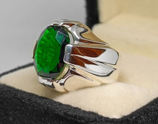 Raro anello fatto a mano in argento sterling 925 con zirconi verdi 12 carati