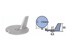 ANODO PINNA PER FUORIBORDO YAMAHA 67C-45371-00 PER 40/60 HP. IN ALLUMINIO