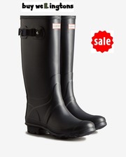 Stivali Wellington alti Hunter Wellies da donna larghi originali da cacciatrice neri UK 5