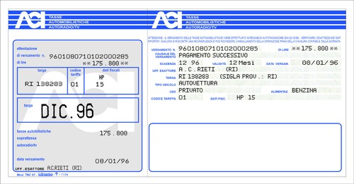 Bollo bolli auto - bolli, epoca