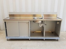 RETROBANCO DA LAVORO FRIGOMECCANICA IN ACCIAIO INOX CON LAVELLO E MISCELATORE