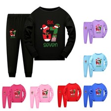 Pigiama da notte divertente bambino ragazzo ragazza sei sette Natale 6 7 Natale top + pantaloni
