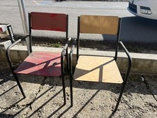 Sedie vintage da scuola stile industrial anni 70 in legno Usate.