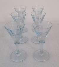 bicchieri calici da liquore cocktail vetro azzurro pz 5 vintage - (369)