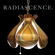 LAMPADA DA SOFFITTO SCULTURA FIORE SWAG RAME TAGLIO TORCIA BRUTALISTA anni 60 Tom Greene