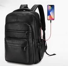 Zaino Uomo Donna In Pelle Con Stazione Di ricarica Lusso Viaggio