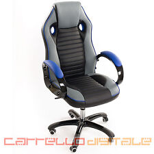 SEDIA POLTRONA PRESIDENZIALE DA UFFICIO CASA STUDIO SPORT RACING GAMING BLU