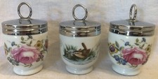 SET 3 PORTAUOVA CUOCIUOVA PORCELLANA INGLESI EGGS REGNO UNITO ROYAL WORCHESTER