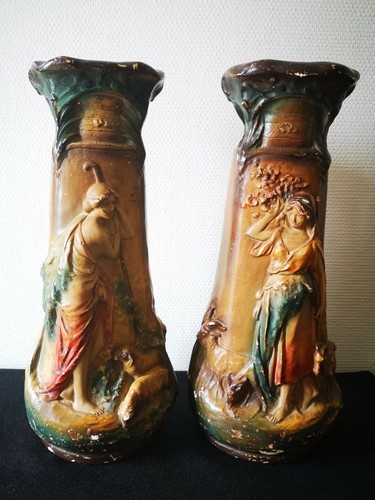 Paire vases plâtre - paire, en