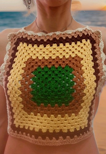 Top uncinetto verde - top, e