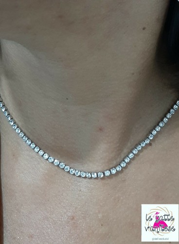 Collana tennis acciaio zirconi - collana,