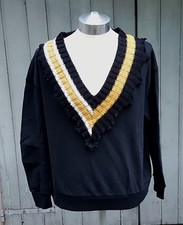 ZARA TRAFALUC FELPA NERA CON BORDO IN MAGLIA TAGLIA M