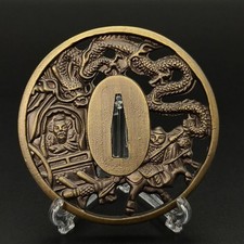 Spada giapponese Tsuba guardia katana ornamenti lega antica articolo...