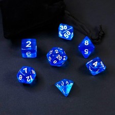 Set 7 Dadi Blue Dice D&D RPG