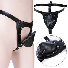 Slip uomo sexy perizoma ecopelle jockstrap perizoma perizoma con fibbia rigonfiamento marsupio