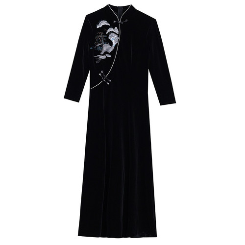 Donna velluto cheongsam abito - donna,