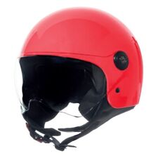 Casco Demi Jet Rosso Lucido con Visiera Elicottero Omologato per Moto Scooter