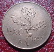 1957-R (PLAIN 7) ITALY 20 LIRE