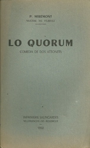 Quorum comedia de dos - +,