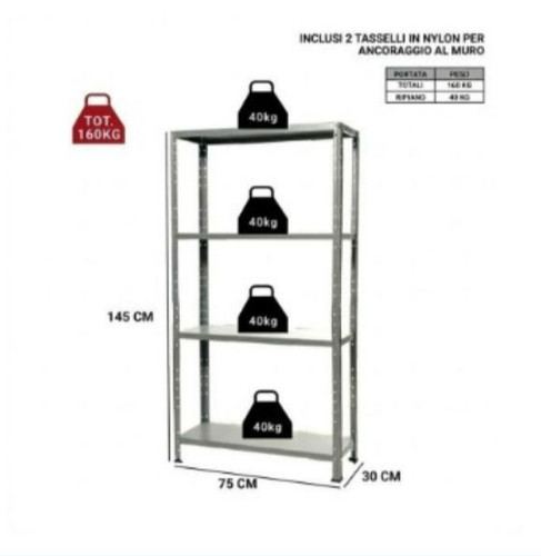 Scaffale metallo zincato - metallo,