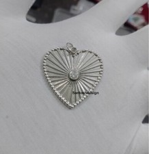 Bellissimo ciondolo cuore scanalato argento diamante, ciondolo fatto a mano gioielli