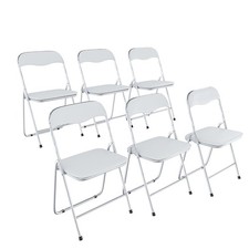 Set da 6 sedia pieghevole slim opaca in metallo sedie salvaspazio ufficio bianco