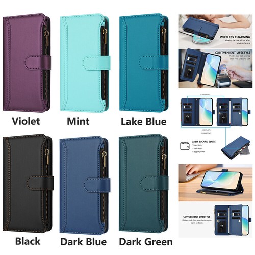 Leather zipper wallet - leather, phone