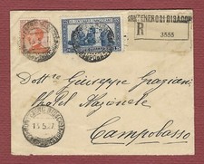 raccomandata Montenero di Bisaccia storia postale Michetti e S. Francesco L.1,25