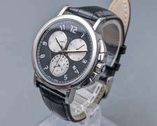 Orologio Uomo MONT BLANC 7060 Quadrante Nero Quarzo Argento Vintage 40mm...