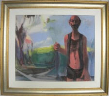 Giuseppe MOTTI (Arena Po, Pavia 1908 – Milano 1988) PESCATORE OLIO cm 50x60 1977