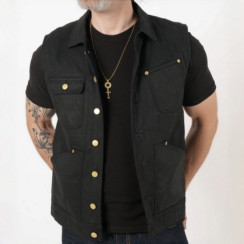 Gilet uomo tela cerata - , biker