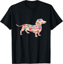 Cane Da Compagnia Floreale Vintage Bassotto Maglietta