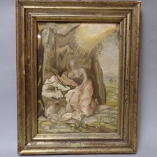  Antico dipinto ricamo su seta