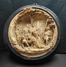 Bassorilievo In Stucco - XVIII sec. - Rotondo Con Cornice D'epoca 