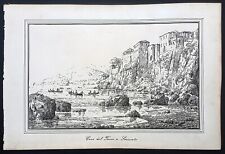Disegno inchiostro dopo Antonio Senape (after) 1870 veduta Sorrento casa tasso